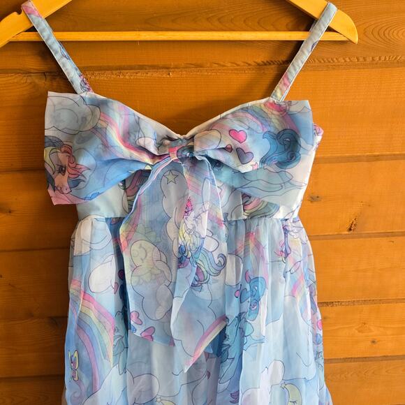 Dolls Kill x Little Pony Rainbow Chaser Organza Babydoll Mini Dress XS Bow - Picture 4 of 6